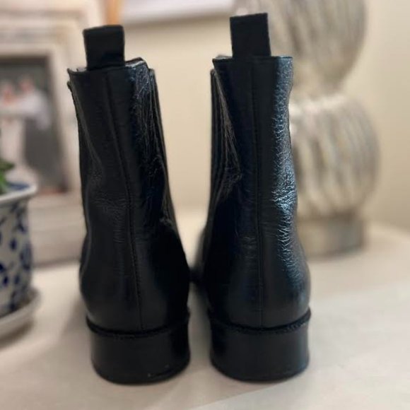 Vintage Talbots Black Leather Ankle Boots - Size 6W - Picture 5 of 9